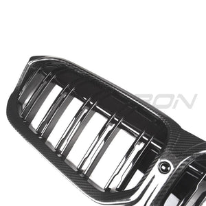 BMW 3 SERIES G20/G21 LCI 2022+ CARBON FIBRE DOUBLE SLAT GRILLE-Accessories-CT CARBON-CT Carbon - High-quality carbon fiber and gloss black aerodynamic parts for premium sports and luxury vehicles.