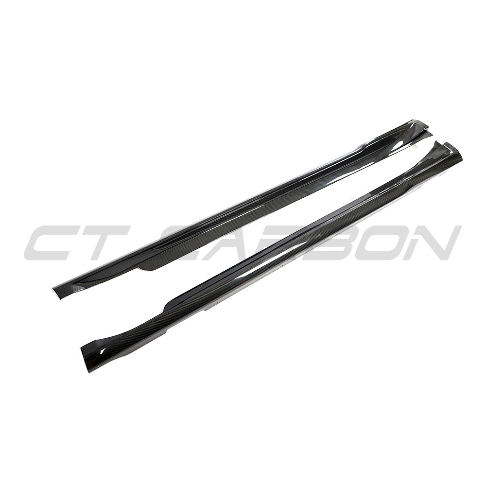 PORSCHE TAYCAN / TAYCAN 4 / TAYCAN 4S / TAYCAN GTS 2019+ CARBON FIBRE SIDE SKIRTS-Side Skirts-CT CARBON-CT Carbon - High-quality carbon fiber and gloss black aerodynamic parts for premium sports and luxury vehicles.