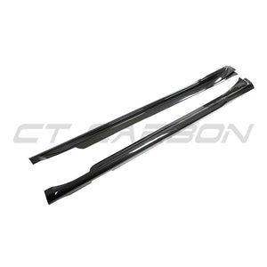 PORSCHE TAYCAN / TAYCAN 4 / TAYCAN 4S / TAYCAN GTS 2019+ CARBON FIBRE SIDE SKIRTS-Side Skirts-CT CARBON-CT Carbon - High-quality carbon fiber and gloss black aerodynamic parts for premium sports and luxury vehicles.