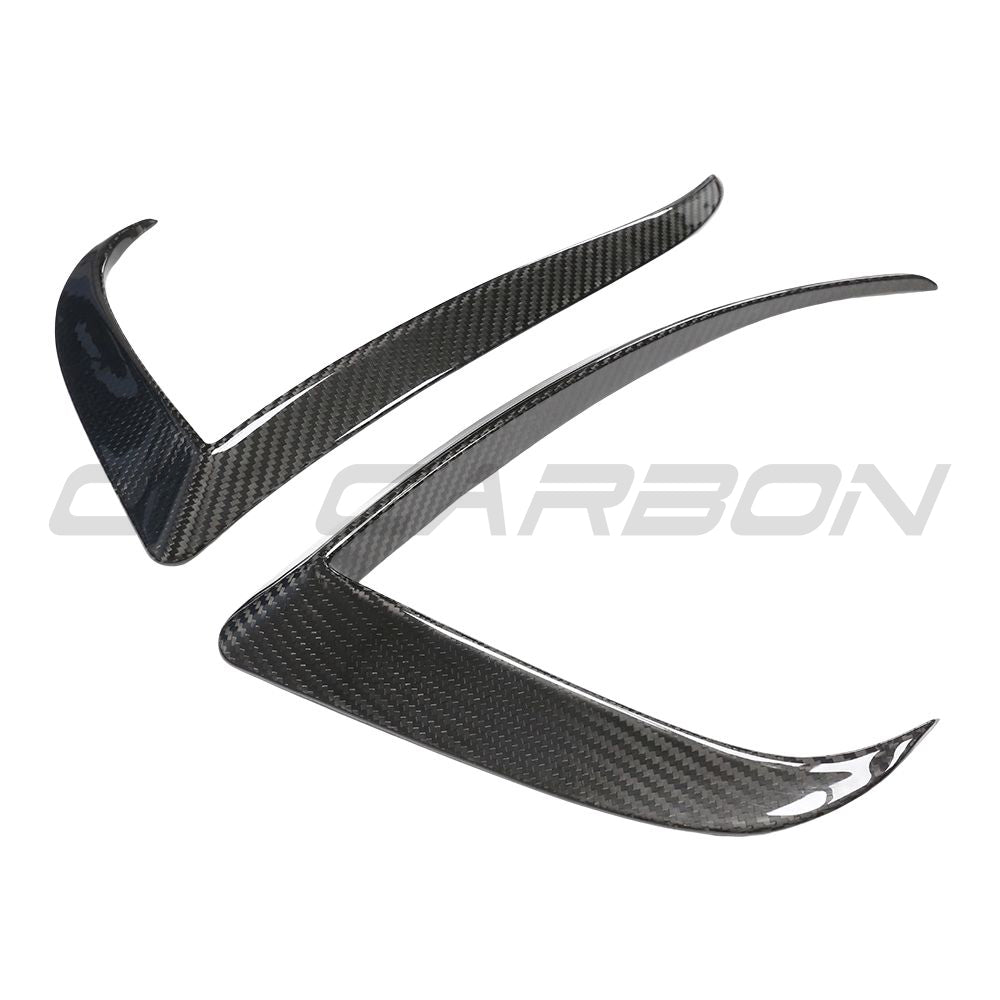 TESLA MODEL S 2021+ CARBON FIBRE FRONT BUMPER CANARDS-Accessories-CT CARBON-CT Carbon - High-quality carbon fiber and gloss black aerodynamic parts for premium sports and luxury vehicles.