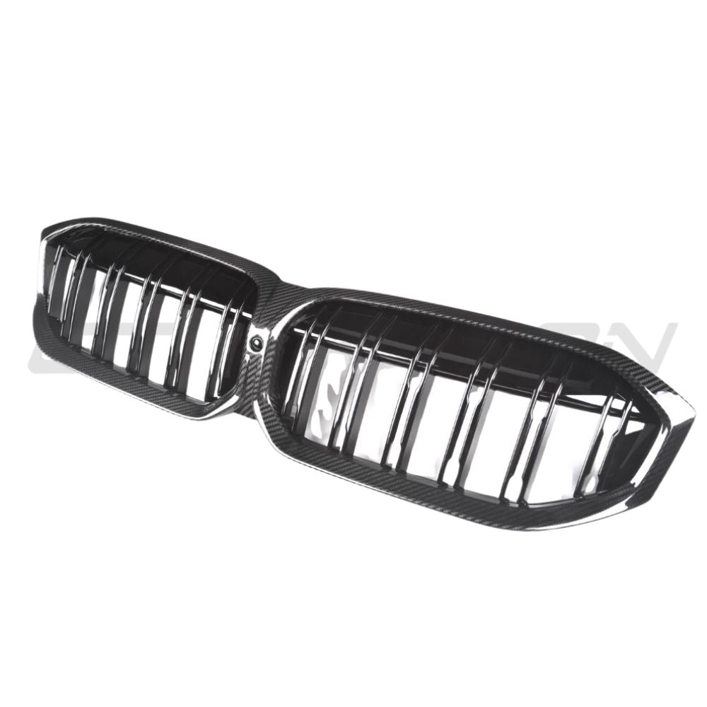 BMW 3 SERIES G20/G21 LCI 2022+ CARBON FIBRE DOUBLE SLAT GRILLE-Accessories-CT CARBON-CT Carbon - High-quality carbon fiber and gloss black aerodynamic parts for premium sports and luxury vehicles.