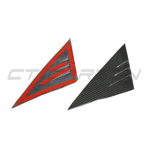 TESLA MODEL 3 & Y 2017+ CARBON FIBRE DOOR A PILLAR TRIM-Accessories-CT CARBON-CT Carbon - High-quality carbon fiber and gloss black aerodynamic parts for premium sports and luxury vehicles.