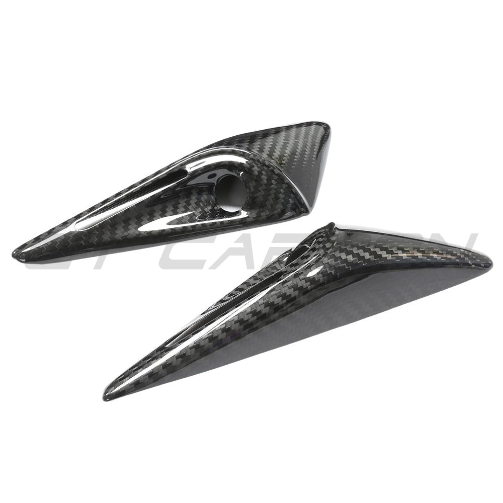 TESLA MODEL S 2021+ CARBON FIBRE SIDE CAMERA COVER ADD ON-Accessories-CT CARBON-CT Carbon - High-quality carbon fiber and gloss black aerodynamic parts for premium sports and luxury vehicles.