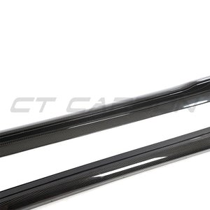 PORSCHE TAYCAN / TAYCAN 4 / TAYCAN 4S / TAYCAN GTS 2019+ CARBON FIBRE SIDE SKIRTS-Side Skirts-CT CARBON-CT Carbon - High-quality carbon fiber and gloss black aerodynamic parts for premium sports and luxury vehicles.