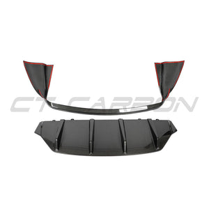 PORSCHE TAYCAN / TAYCAN 4 / TAYCAN 4S / TAYCAN GTS 2019+ CARBON FIBRE DIFFUSER-Diffuser-CT CARBON-CT Carbon - High-quality carbon fiber and gloss black aerodynamic parts for premium sports and luxury vehicles.