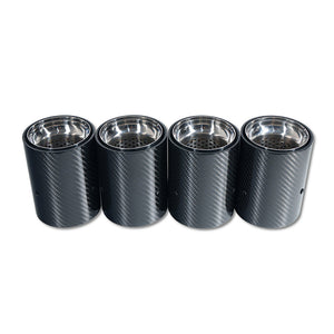 BMW M2/M3/M4/M5 F10/F80/F82/F83/F87 CARBON FIBRE EXHAUST TIPS - CHROME x4