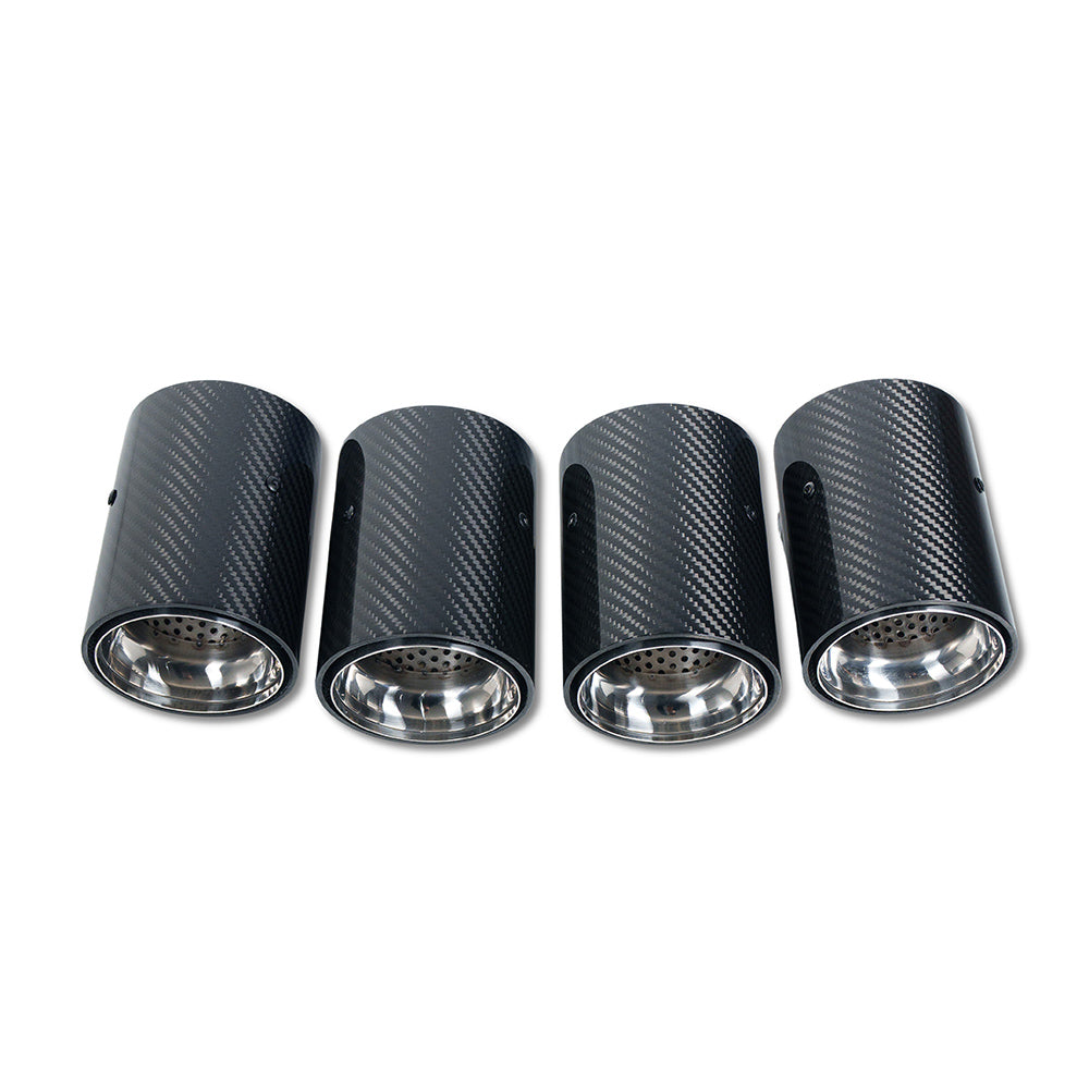 BMW M2/M3/M4/M5 F10/F80/F82/F83/F87 CARBON FIBRE EXHAUST TIPS - CHROME x4