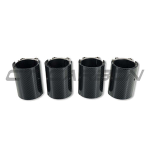 BMW M2/M3/M4/M5 F10/F80/F82/F83/F87 CARBON FIBRE EXHAUST TIPS - BLACK x4