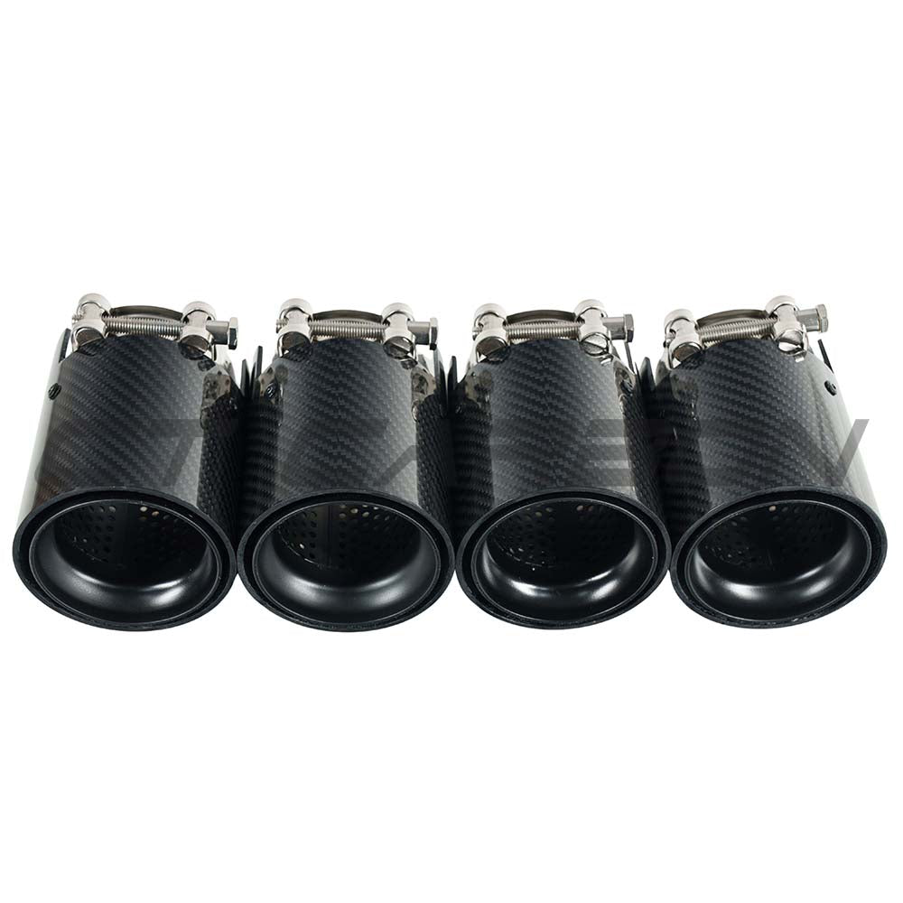 BMW M2/M3/M4/M5 F10/F80/F82/F83/F87 CARBON FIBRE EXHAUST TIPS - BLACK x4