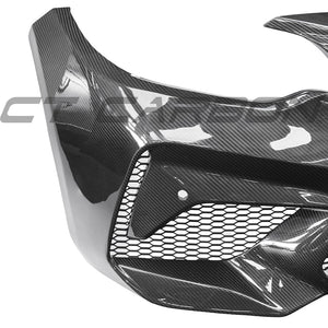 BMW F87 M2C CARBON PRE-PREG FIBRE FRONT BUMPER-Bumper-CT CARBON-CT Carbon - High-quality carbon fiber and gloss black aerodynamic parts for premium sports and luxury vehicles.