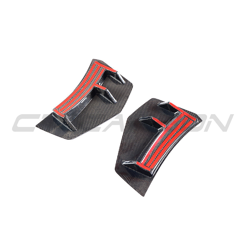 AUDI R8 V10 GEN 2 2015-2019 CARBON FIBRE REAR BUMPER CORNERS-Accessories-CT CARBON-CT Carbon - High-quality carbon fiber and gloss black aerodynamic parts for premium sports and luxury vehicles.