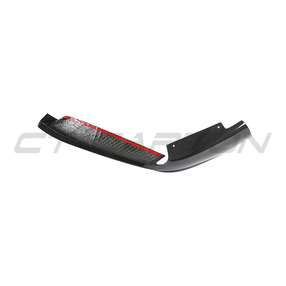 PORSCHE 992 CARRERA 2018-2024 CARBON FIBRE CORNER SPLITTERS-Splitter-CT CARBON-CT Carbon - High-quality carbon fiber and gloss black aerodynamic parts for premium sports and luxury vehicles.