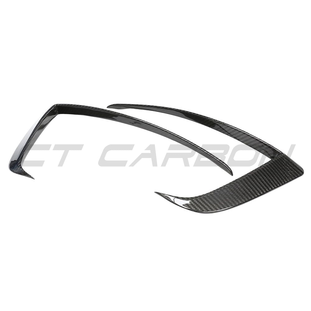 TESLA MODEL S 2021+ CARBON FIBRE FRONT BUMPER CANARDS-Accessories-CT CARBON-CT Carbon - High-quality carbon fiber and gloss black aerodynamic parts for premium sports and luxury vehicles.