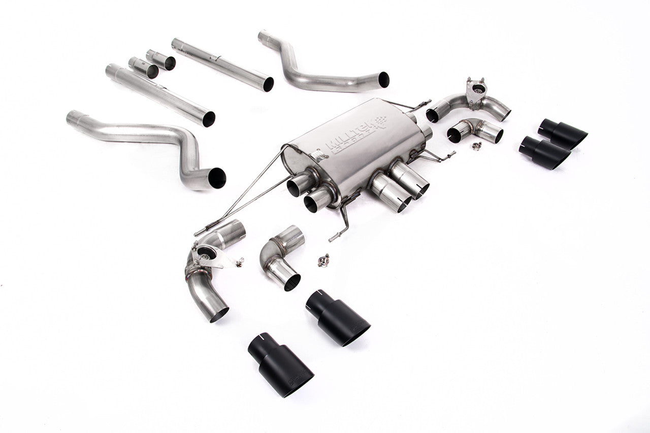 SSXLR116-700 - Defender 90 V8 2021+ Milltek Performance Exhaust - Particulate Filter-back - OPF/GPF Back Non-Resonated Valved System (Louder) with Quad GT-90 Cerakote Black Trims
