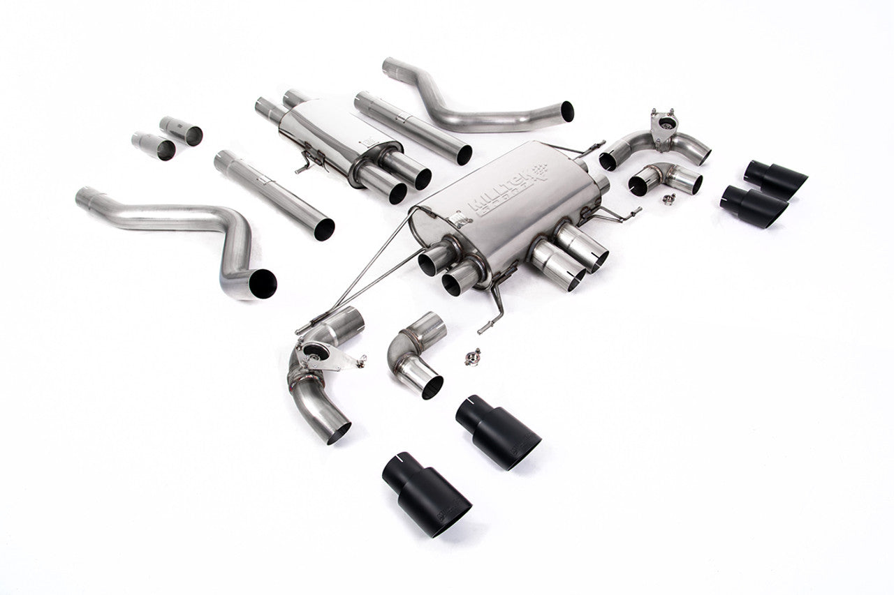 SSXLR120-695 Defender 110 V8 2021+ Milltek Performance Exhaust - Particulate Filter-back - OPF/GPF Back Resonated Valved System with Quad GT-90 Cerakote Black Trims
