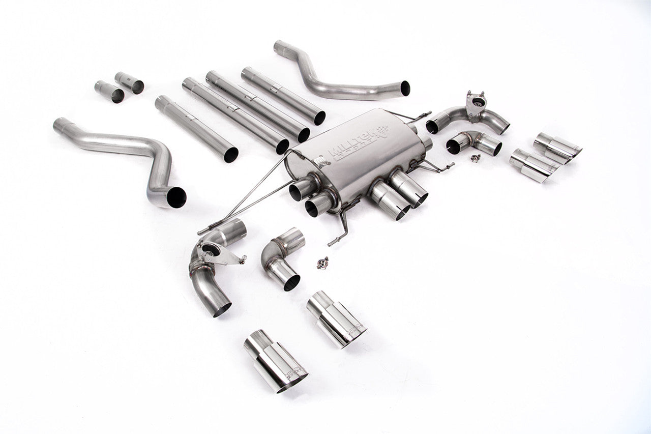 SSXLR125-691 Defender 110 V8 2021+ Milltek Performance Exhaust - Particulate Filter-back - OPF/GPF Back Non-Resonated Valved System (Louder) with Quad GT-90 Polished Trims