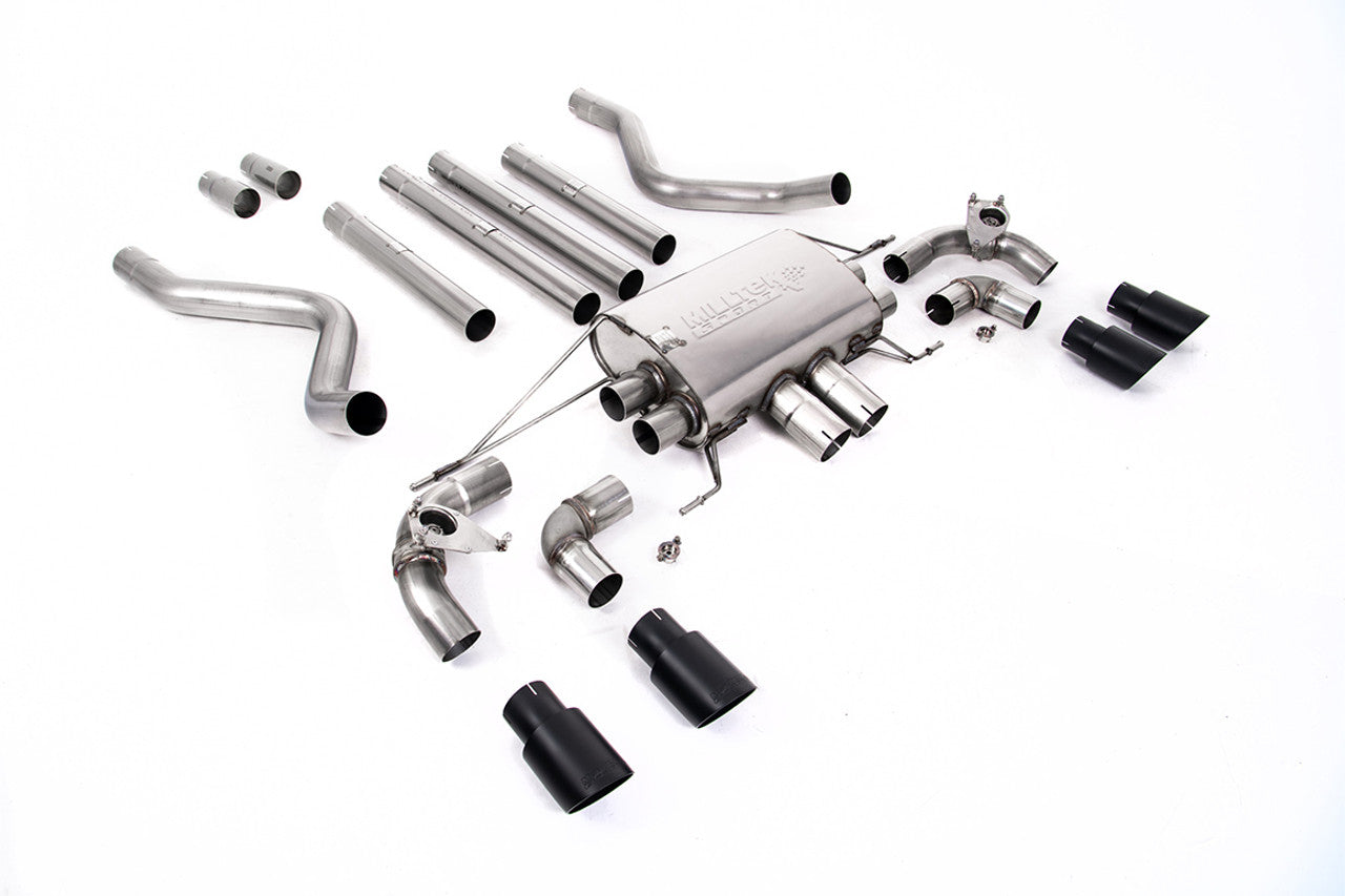 SSXLR126-690 Defender 110 V8 2021+ Milltek Performance Exhaust - Particulate Filter-back - OPF/GPF Back Non-Resonated Valved System (Louder) with Quad GT-90 Cerakote Black Trims