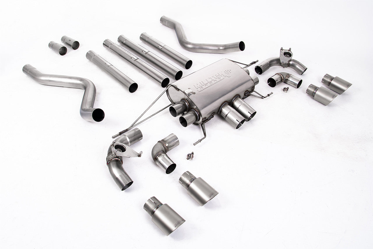 SSXLR127-688 Defender 110 V8 2021+ Milltek Performance Exhaust - Particulate Filter-back - OPF/GPF Back Non-Resonated Valved System (Louder) with Quad GT-90 Brushed Titanium Trims