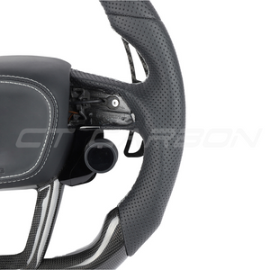AUDI RSQ3/RSQ5/RSQ8 PERFORATED LEATHER / CARBON FIBRE FLAT BOTTOM CUSTOM STEERING WHEEL