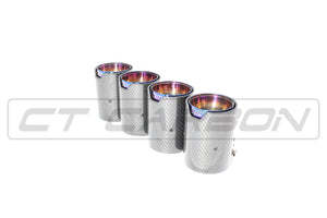 CT CARBON Splitter BMW M2/M3/M4/M5 F10/F80/F82/F83/F87 CARBON FIBRE EXHAUST TIPS - BURNT ENDS x4