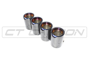 CT CARBON Splitter BMW M2/M3/M4/M5 F10/F80/F82/F83/F87 CARBON FIBRE EXHAUST TIPS - BURNT ENDS x4