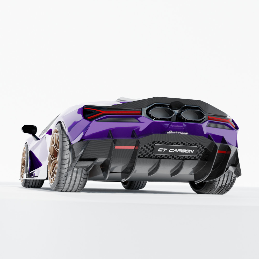 LAMBORGHINI REVUELTO CARBON FIBRE REAR DIFFUSER - CT DESIGN-Diffuser-CT CARBON-CT Carbon - High-quality carbon fiber and gloss black aerodynamic parts for premium sports and luxury vehicles.