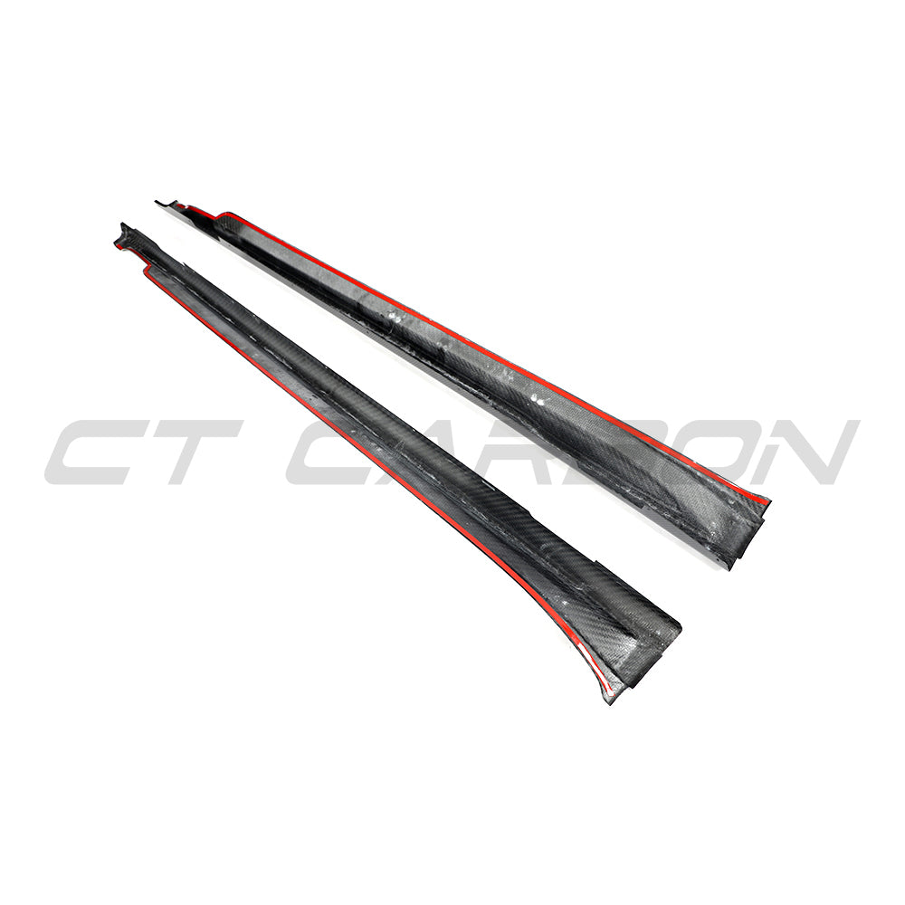 PORSCHE TAYCAN / TAYCAN 4 / TAYCAN 4S / TAYCAN GTS 2019+ CARBON FIBRE SIDE SKIRTS-Side Skirts-CT CARBON-CT Carbon - High-quality carbon fiber and gloss black aerodynamic parts for premium sports and luxury vehicles.