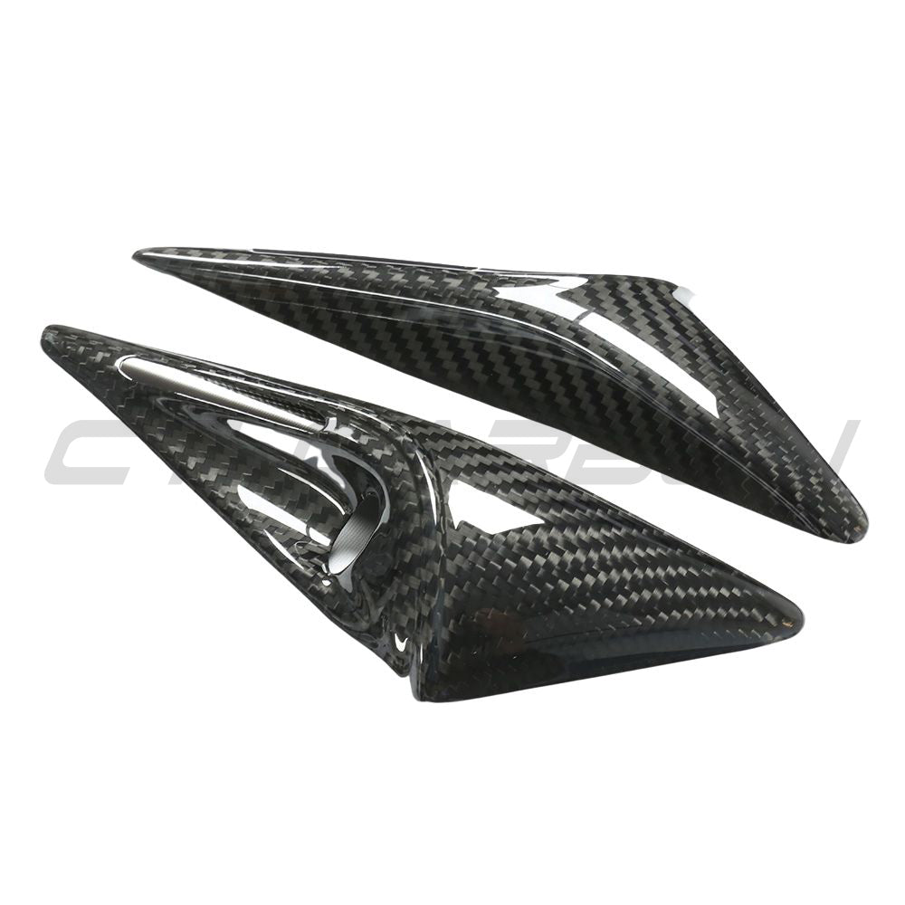TESLA MODEL S 2021+ CARBON FIBRE SIDE CAMERA COVER ADD ON-Accessories-CT CARBON-CT Carbon - High-quality carbon fiber and gloss black aerodynamic parts for premium sports and luxury vehicles.