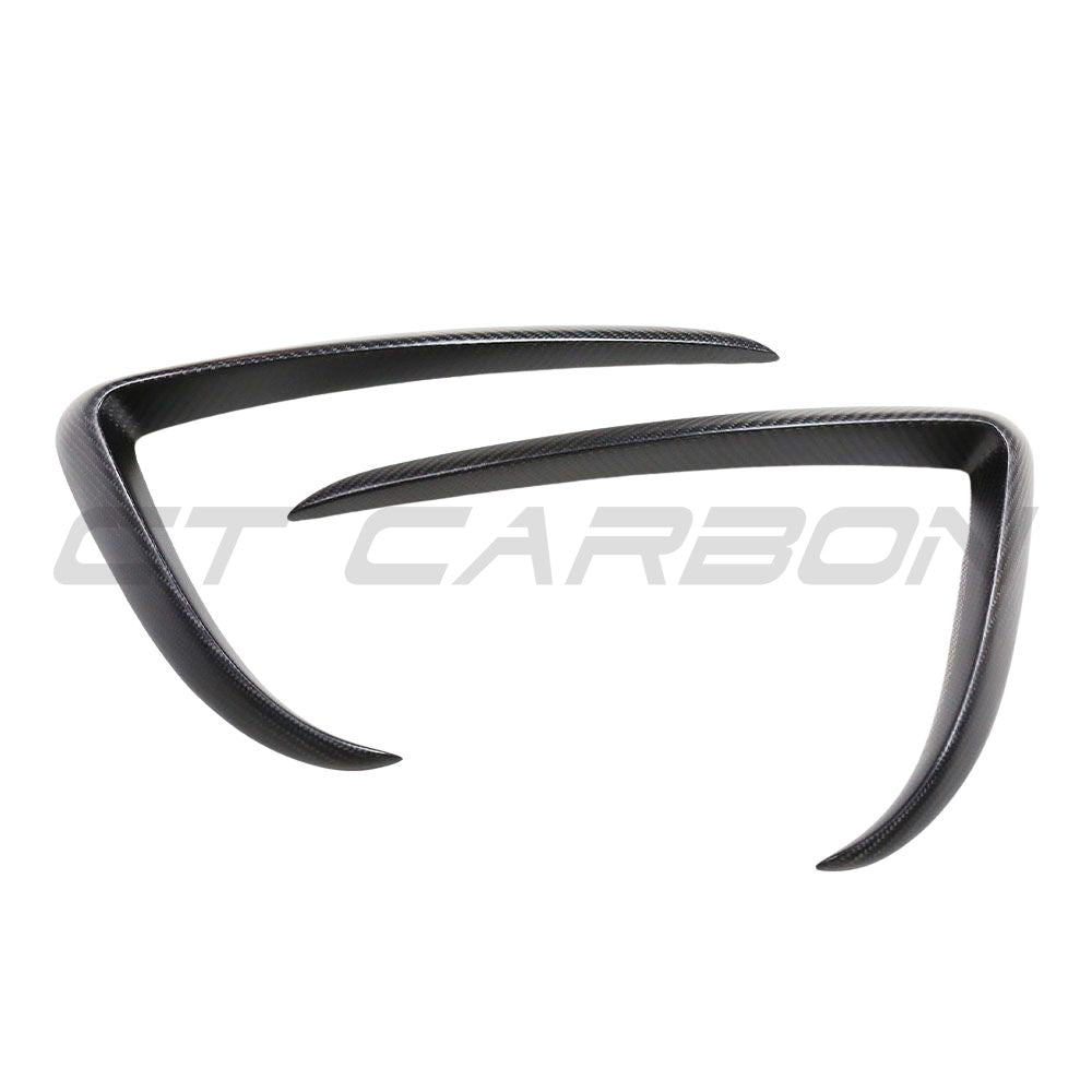 TESLA MODEL 3 2017-2023 MATTE CARBON FIBRE FRONT BUMPER CANARDS-Accessories-CT CARBON-CT Carbon - High-quality carbon fiber and gloss black aerodynamic parts for premium sports and luxury vehicles.