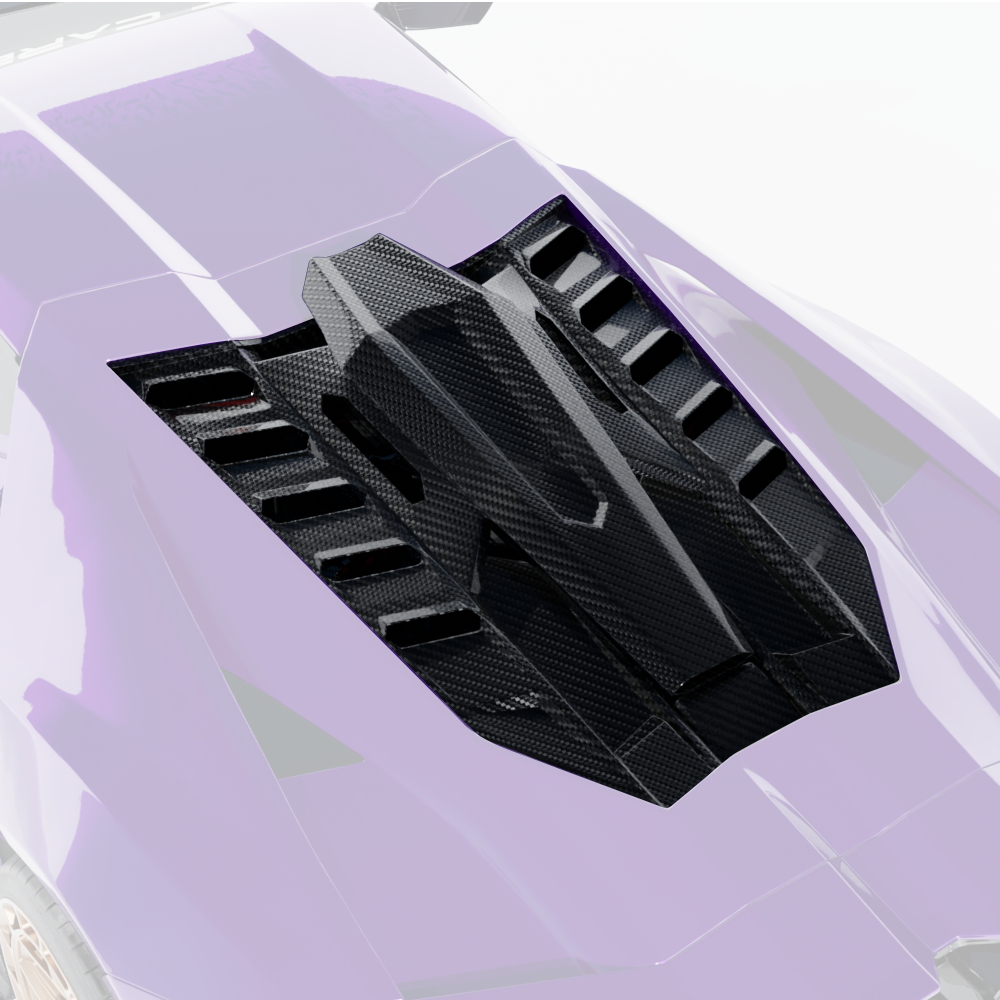 LAMBORGHINI REVUELTO CARBON FIBRE ENGINE COVER & ROOF SCOOP - CT DESIGN-Roof Scoop-CT CARBON-CT Carbon - High-quality carbon fiber and gloss black aerodynamic parts for premium sports and luxury vehicles.