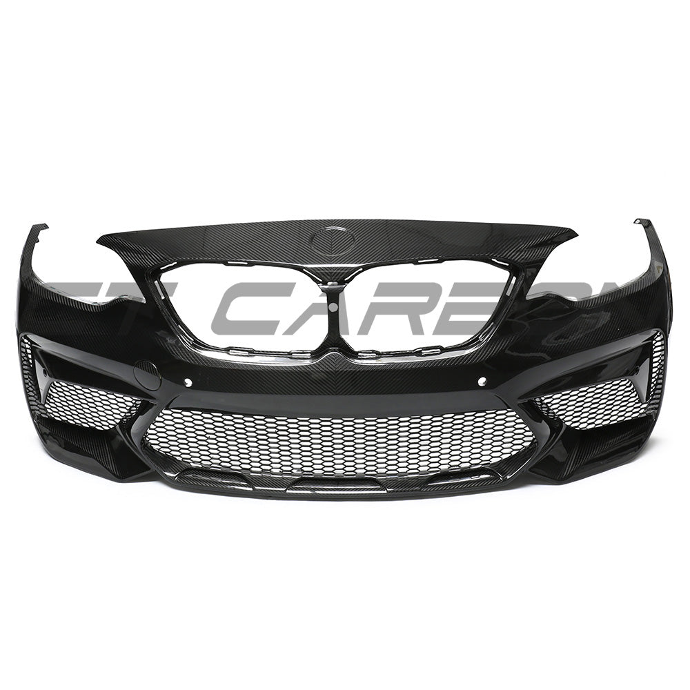 BMW F87 M2C CARBON PRE-PREG FIBRE FRONT BUMPER-Bumper-CT CARBON-CT Carbon - High-quality carbon fiber and gloss black aerodynamic parts for premium sports and luxury vehicles.