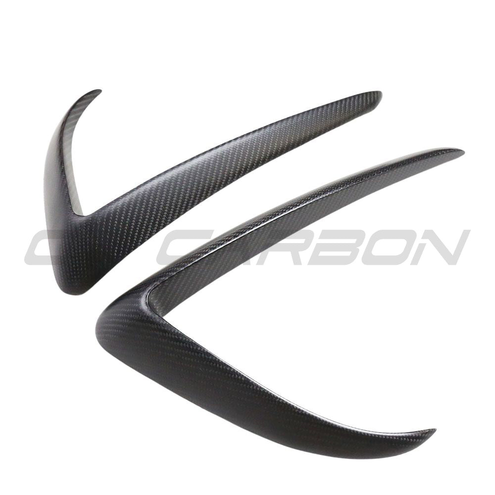 TESLA MODEL 3 2017-2023 MATTE CARBON FIBRE FRONT BUMPER CANARDS-Accessories-CT CARBON-CT Carbon - High-quality carbon fiber and gloss black aerodynamic parts for premium sports and luxury vehicles.