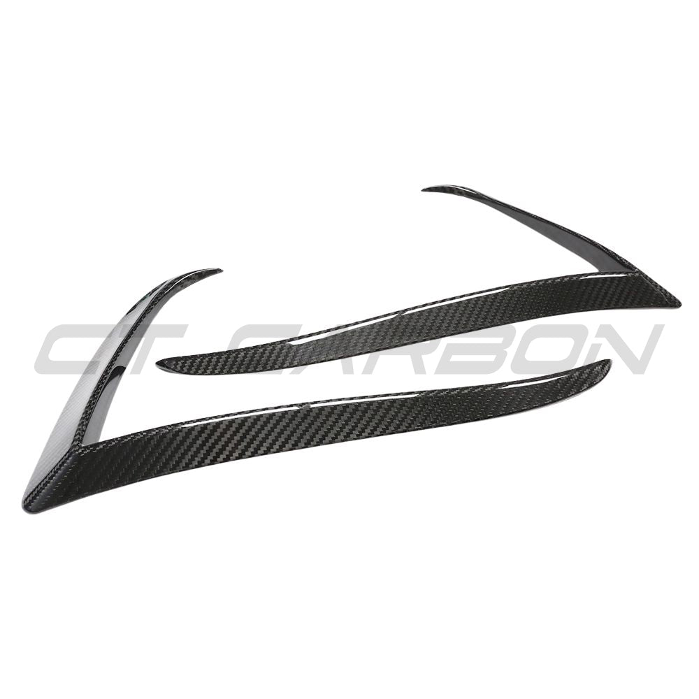 TESLA MODEL S 2021+ CARBON FIBRE FRONT BUMPER CANARDS-Accessories-CT CARBON-CT Carbon - High-quality carbon fiber and gloss black aerodynamic parts for premium sports and luxury vehicles.