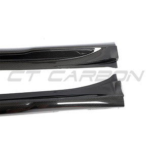 PORSCHE TAYCAN / TAYCAN 4 / TAYCAN 4S / TAYCAN GTS 2019+ CARBON FIBRE SIDE SKIRTS-Side Skirts-CT CARBON-CT Carbon - High-quality carbon fiber and gloss black aerodynamic parts for premium sports and luxury vehicles.