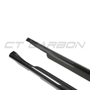 PORSCHE TAYCAN / TAYCAN 4 / TAYCAN 4S / TAYCAN GTS 2019+ CARBON FIBRE SIDE SKIRTS-Side Skirts-CT CARBON-CT Carbon - High-quality carbon fiber and gloss black aerodynamic parts for premium sports and luxury vehicles.