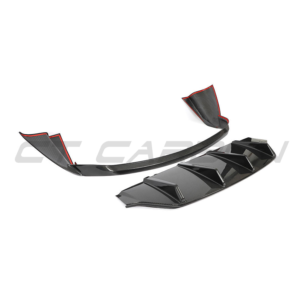 PORSCHE TAYCAN / TAYCAN 4 / TAYCAN 4S / TAYCAN GTS 2019+ CARBON FIBRE DIFFUSER-Diffuser-CT CARBON-CT Carbon - High-quality carbon fiber and gloss black aerodynamic parts for premium sports and luxury vehicles.