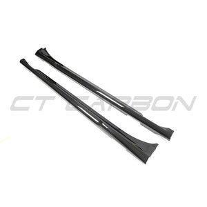 PORSCHE TAYCAN / TAYCAN 4 / TAYCAN 4S / TAYCAN GTS 2019+ CARBON FIBRE SIDE SKIRTS-Side Skirts-CT CARBON-CT Carbon - High-quality carbon fiber and gloss black aerodynamic parts for premium sports and luxury vehicles.