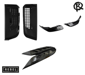 Defender L663 6 Piece Gloss Black Styling Pack - Front Canards, Side + Bonnet Vents