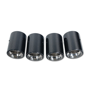 BMW M2/M3/M4/M5 F10/F80/F82/F83/F87 CARBON FIBRE EXHAUST TIPS - CHROME x4