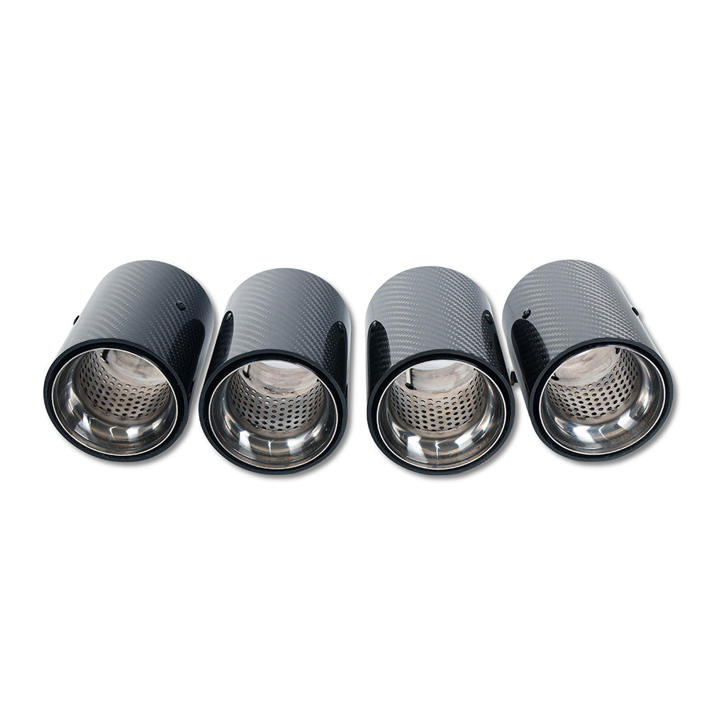 BMW M2/M3/M4/M5 F10/F80/F82/F83/F87 CARBON FIBRE EXHAUST TIPS - CHROME x4