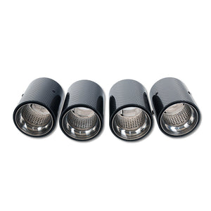 BMW M2/M3/M4/M5 F10/F80/F82/F83/F87 CARBON FIBRE EXHAUST TIPS - CHROME x4