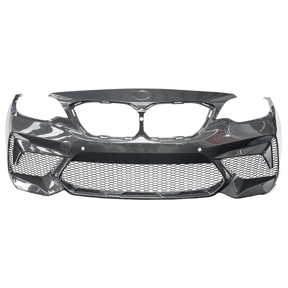 BMW F87 M2C CARBON PRE-PREG FIBRE FRONT BUMPER-Bumper-CT CARBON-CT Carbon - High-quality carbon fiber and gloss black aerodynamic parts for premium sports and luxury vehicles.