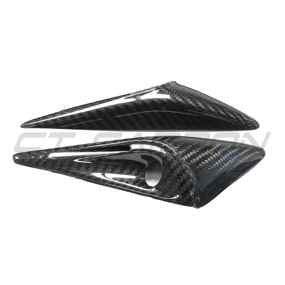 TESLA MODEL S 2021+ CARBON FIBRE SIDE CAMERA COVER ADD ON-Accessories-CT CARBON-CT Carbon - High-quality carbon fiber and gloss black aerodynamic parts for premium sports and luxury vehicles.