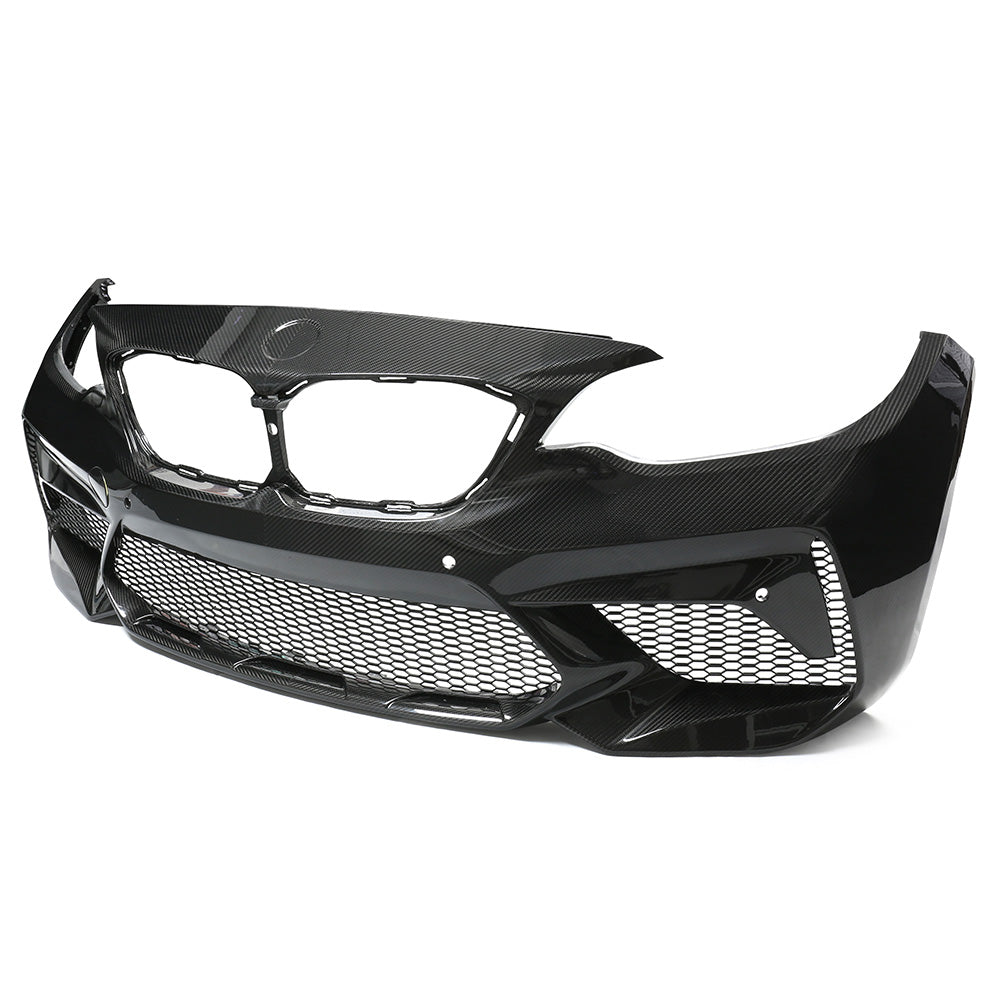 BMW F87 M2C CARBON PRE-PREG FIBRE FRONT BUMPER-Bumper-CT CARBON-CT Carbon - High-quality carbon fiber and gloss black aerodynamic parts for premium sports and luxury vehicles.