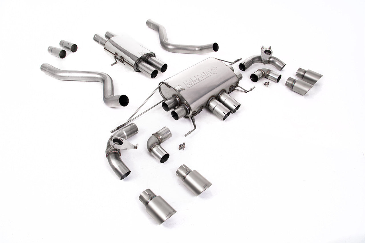SSXLR112-703 - Defender 90 V8 2021+ Milltek Performance Exhaust - Particulate Filter-back - OPF/GPF Back Resonated Valved System with Quad GT-90 Brushed Titanium Trims