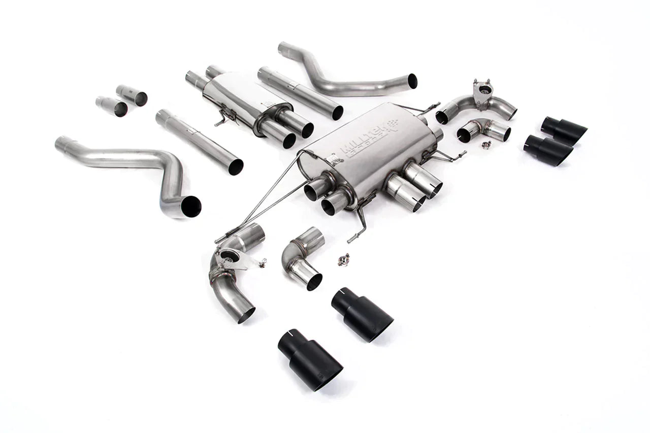 SSXLR124-697 - Defender 110 V8 2021+ Milltek Performance Exhaust - Particulate Filter-back - OPF/GPF Back Resonated Valved System with Quad JET-90 Carbon Trims