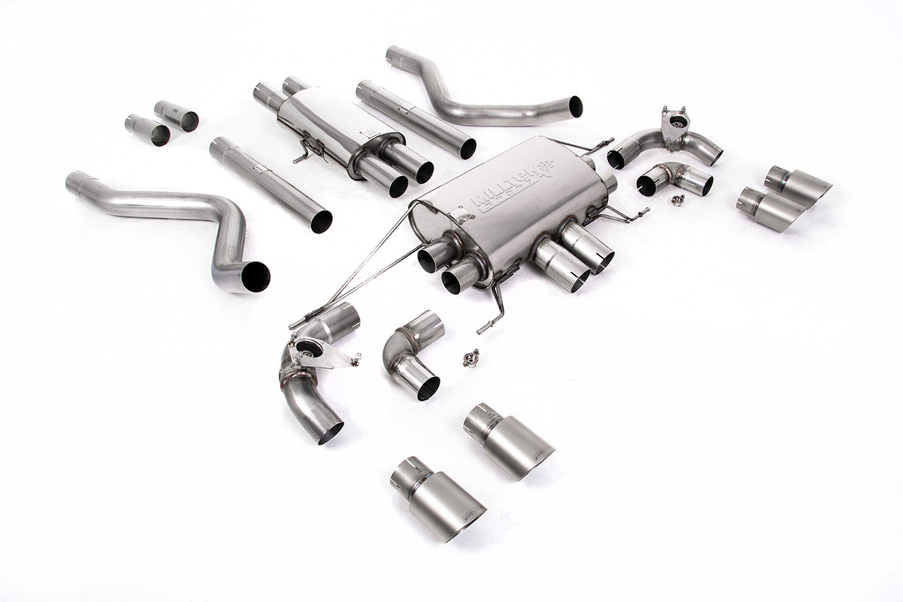 SSXLR122-693 Defender 110 V8 2021+ Milltek Performance Exhaust - Particulate Filter-back - OPF/GPF Back Resonated Valved System with Quad GT-90 Brushed Titanium Trims