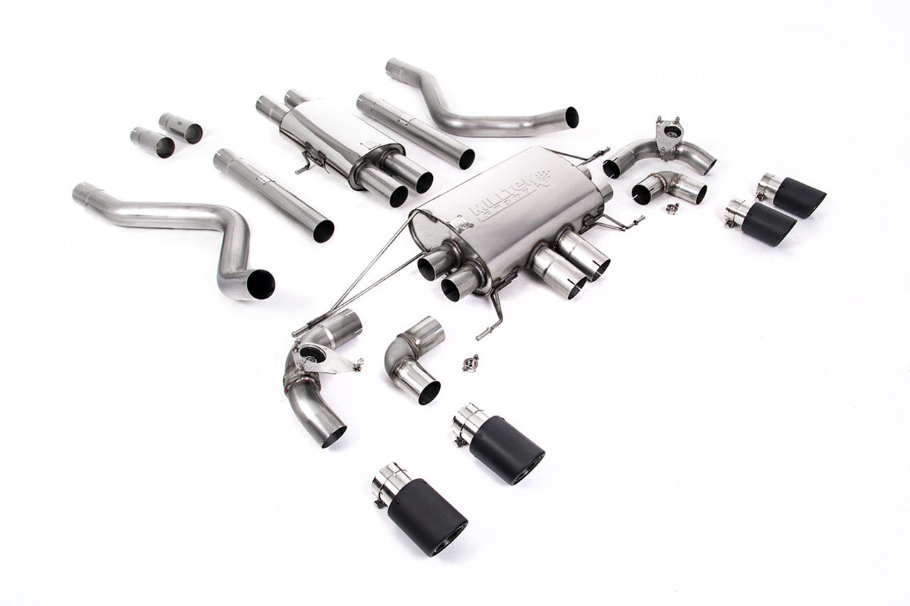 SSXLR129-692 Defender 110 V8 2021+ Milltek Performance Exhaust - Particulate Filter-back - OPF/GPF Back Non-Resonated Valved System (Louder) with Quad JET-90 Carbon Trims