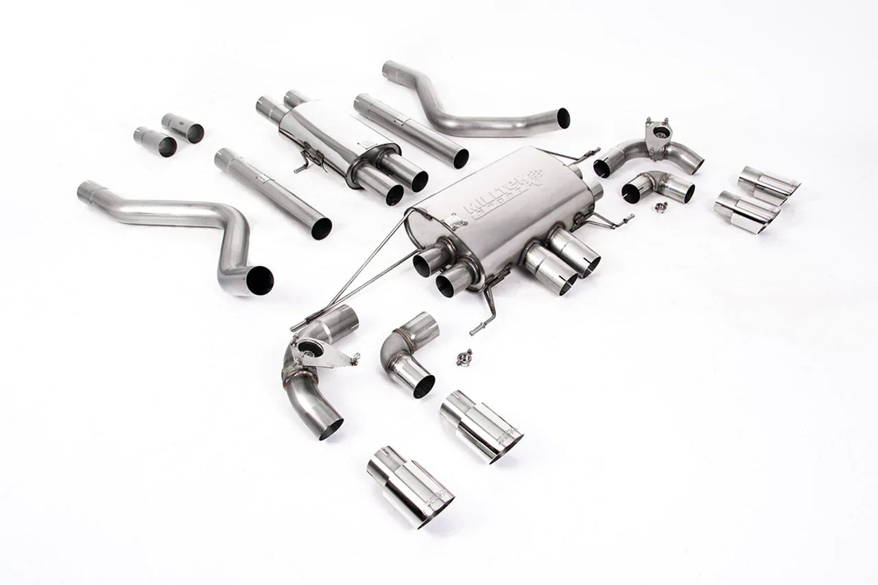 SSXLR120-696 Defender 110 V8 2021+ Milltek Performance Exhaust - Particulate Filter-back - OPF/GPF Back Resonated Valved System with Quad GT-90 Polished Trims