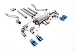 SSXLR128-689 Defender 110 V8 2021+ Milltek Performance Exhaust - Particulate Filter-back - OPF/GPF Back Non-Resonated Valved System (Louder) with Quad GT-90 Burnt/Blue Titanium Trims
